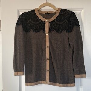 Ann Taylor Black and Tan Lace Cardigan